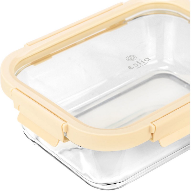 Contenitore per alimenti in vetro borosilicato con coperchio ermetico color avorio, capacità 1520 ml